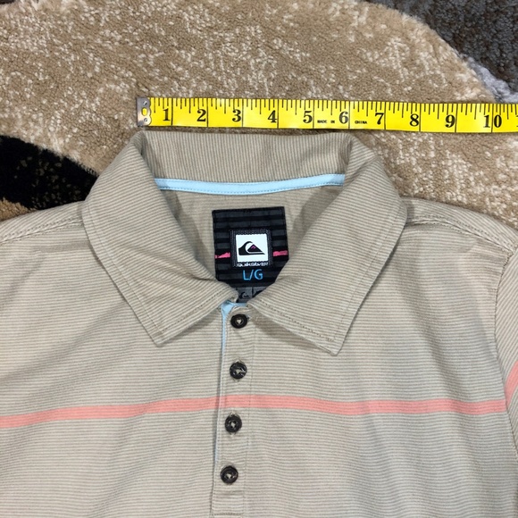 Men’s Tan/Green Quicksilver Polo Shirt, Size Large - Picture 4 of 8